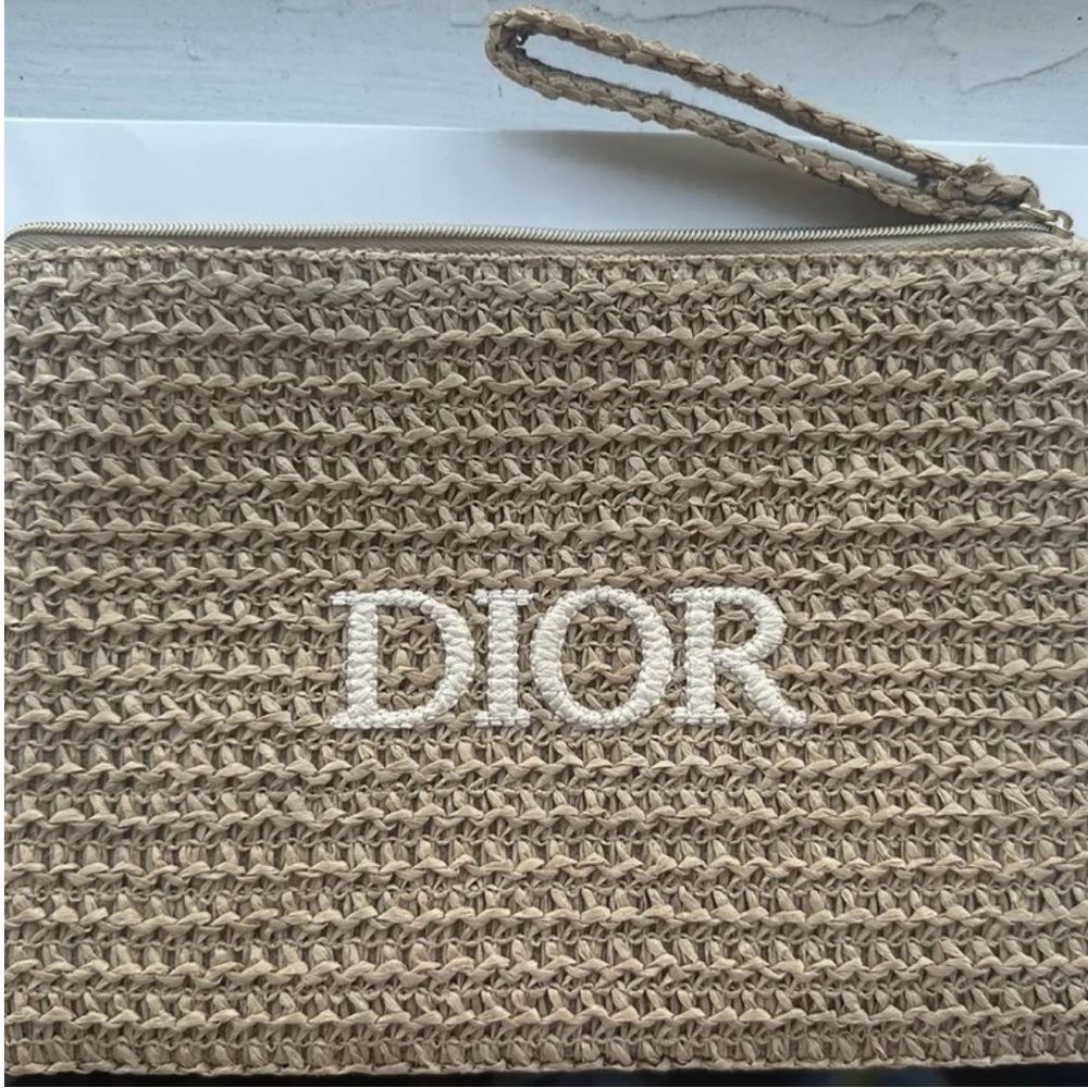 Dior Beauty Tan Textured Clutch with Wristlet